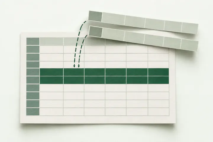 Repeated paper rows lifted from a spreadsheet.